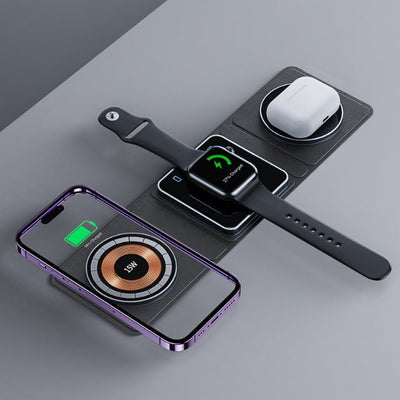 3 IN 1 Magnetic Folding Wireless Charger Station For IPhone Transparent Fast Charging For IWatch And Airpods - OTTERBOX