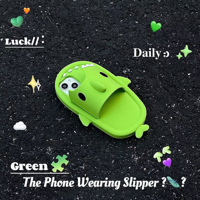 Funny Shark Slipper Phone Case For Iphone 11 12 13 14 Pro Max Creative Soft Silicone Shockproof Protective Full Cover For Apple - My Store